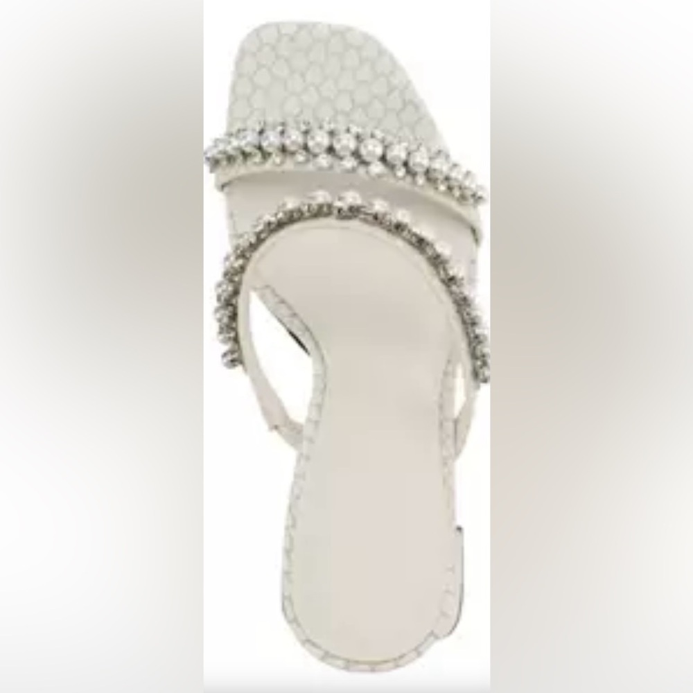 Karl Lagerfeld White Heeled Sandals with Crystal Embellishments, Never Worn